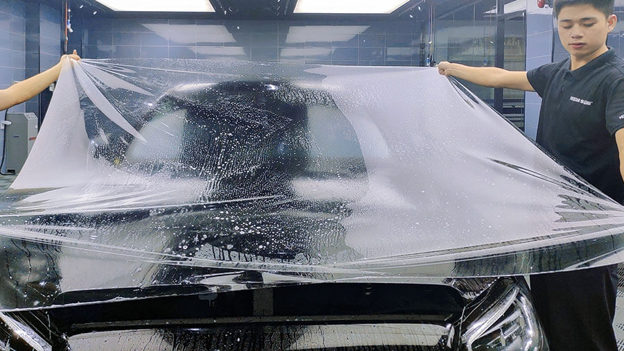 奔驰E300L黑色施工威固隐形车衣V10（图4）